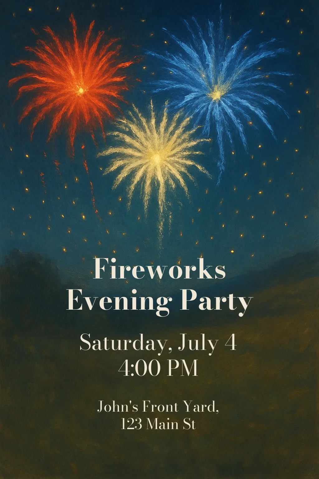 Painterly Fireworks Night