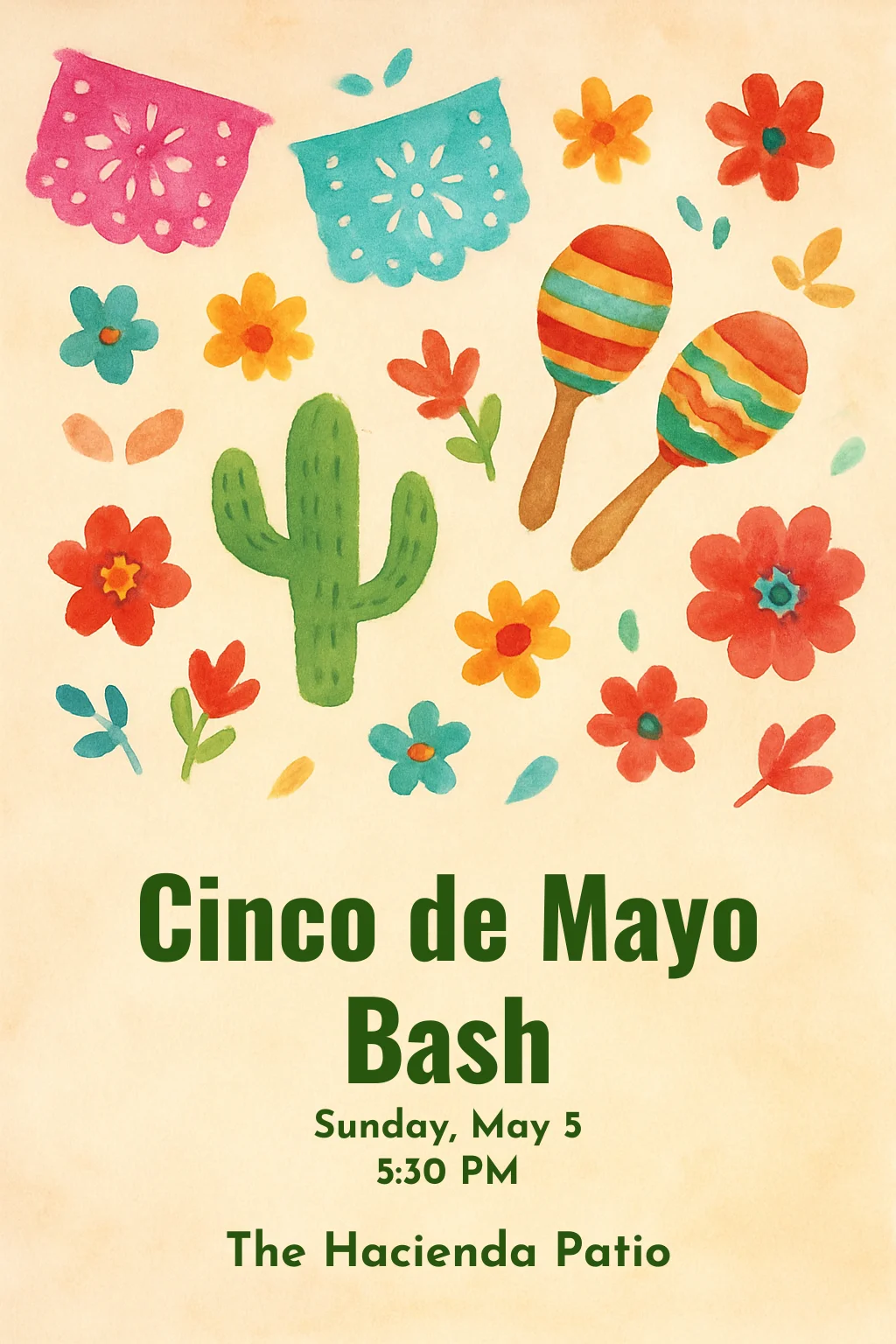 Watercolor Cinco de Mayo