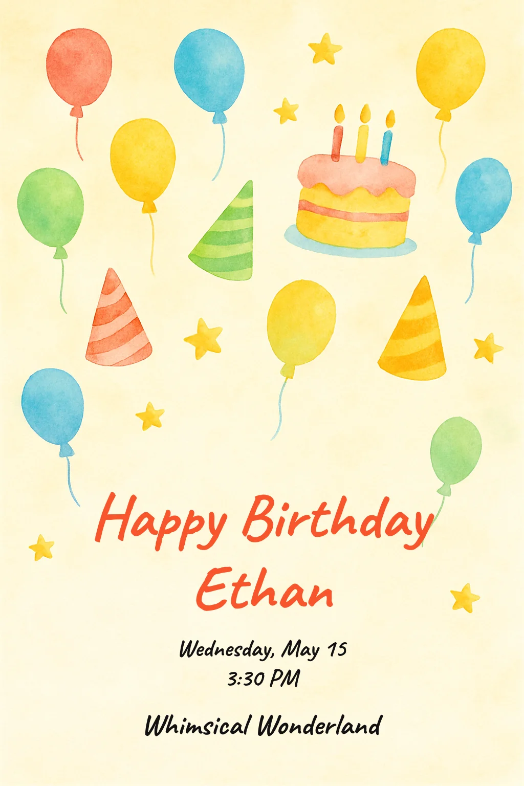 Watercolor Kids Birthday